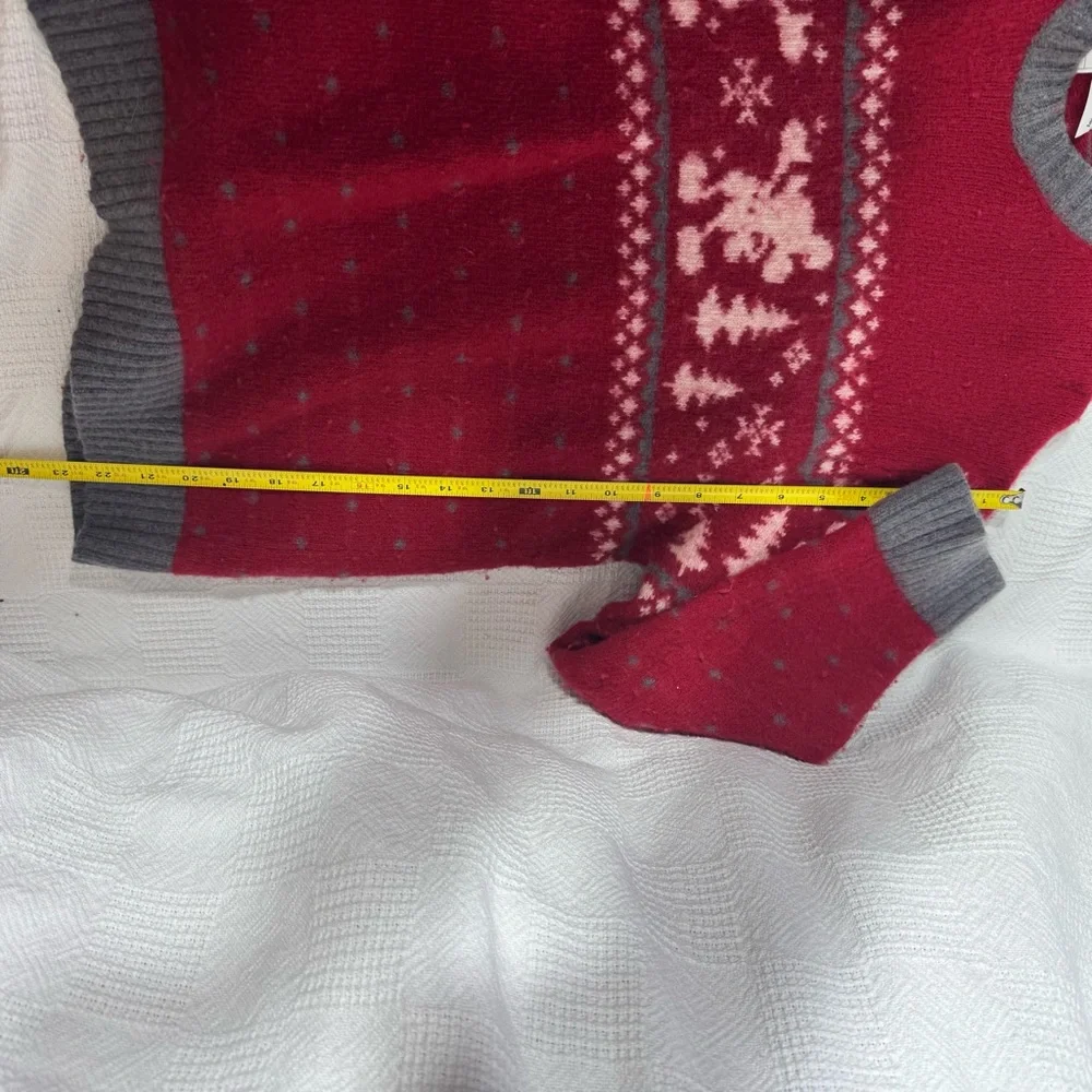 Vintage Mickey Mouse Christmas Sweater Wool Blend‎ Fair Isle Red Disney Size XL - Picture 6 of 6